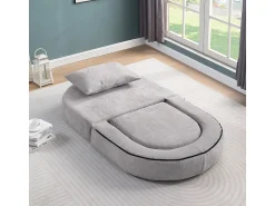 Poltrona* Sofá-cama futon compressível, poltrona-cama versátil com almofadas. Cinzento claro