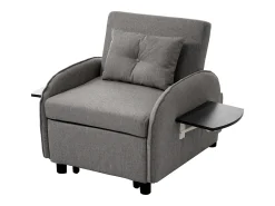 Poltrona| Sofá-cama individual multifuncional com função de cama, poltrona e cadeirão, sofá-cama ajustável em três direções, mesas de chá dobráveis Cinzento
