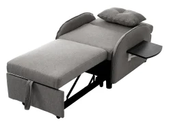 Poltrona| Sofá-cama individual multifuncional com função de cama, poltrona e cadeirão, sofá-cama ajustável em três direções, mesas de chá dobráveis Cinzento