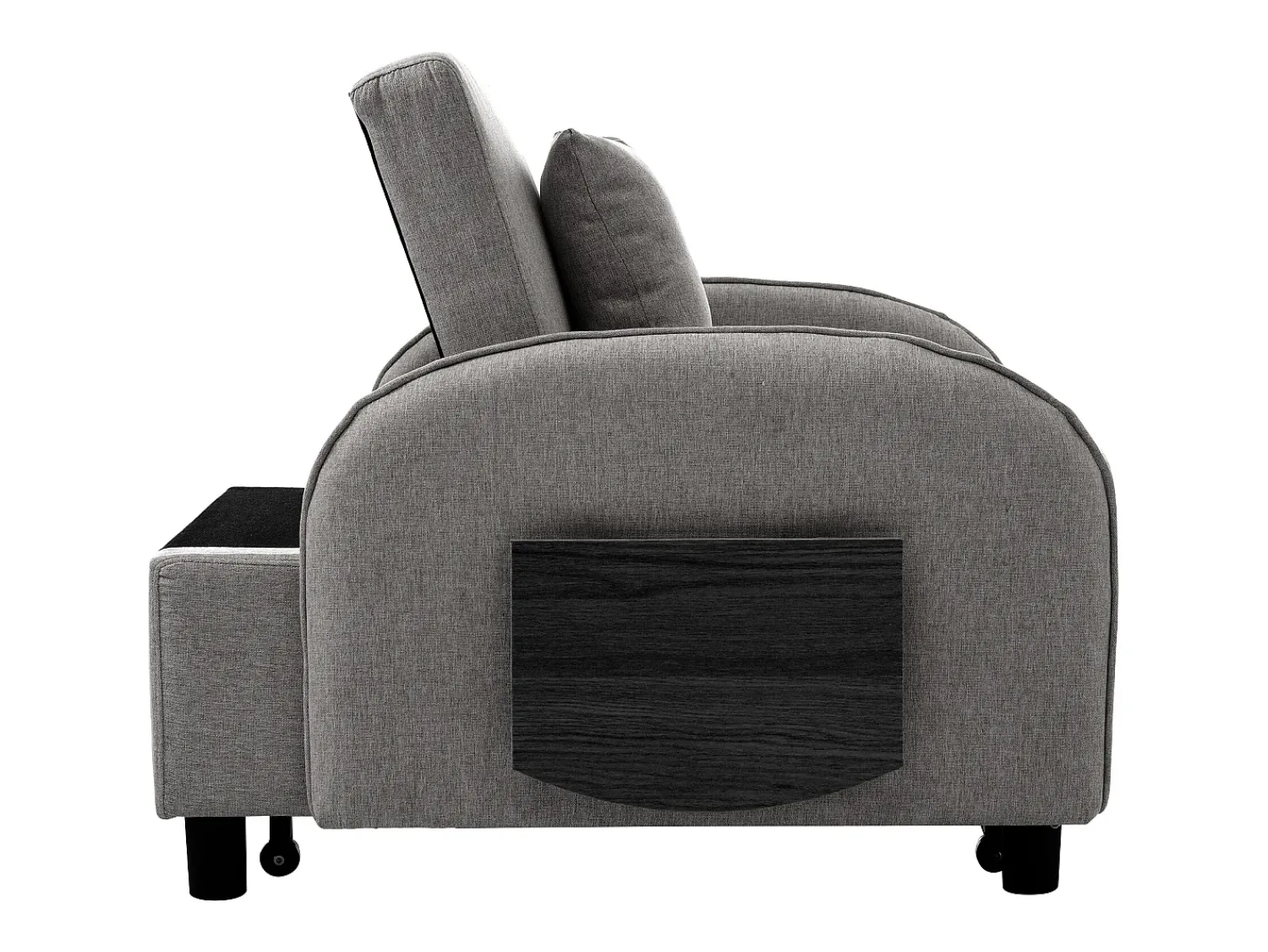 Poltrona| Sofá-cama individual multifuncional com função de cama, poltrona e cadeirão, sofá-cama ajustável em três direções, mesas de chá dobráveis Cinzento