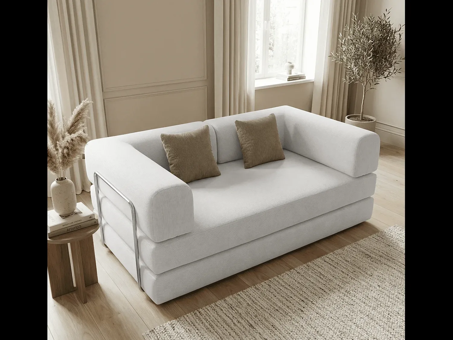 Sofá* Sofá-cama Kaia - branco/marrom Branco sujo