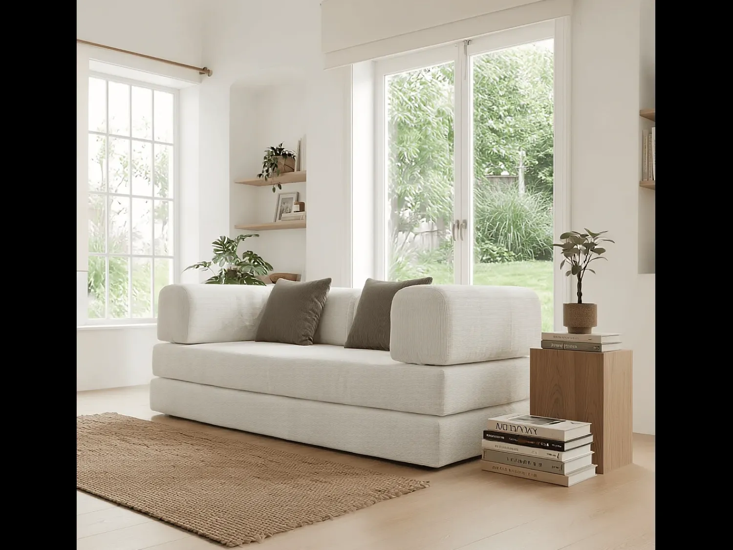 Sofá* Sofá-cama Kaia - branco/marrom Branco sujo