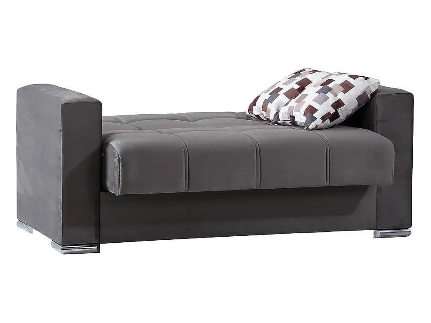 Sofá*Dmora Sofá-cama Manuel, sofá-cama contêiner linear de 2 lugares, Sofá da sala em tecido acolchoado com abertura click-clack, 160x85h91 cm, Cinza Cinzento