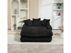 Sofá* Sofá-cama moderno em veludo cotelê, modelo Cloud Couch, com 3 almofadas, sofá de chão individual Preto