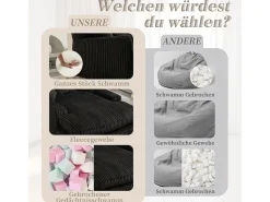 Sofá* Sofá-cama moderno em veludo cotelê, modelo Cloud Couch, com 3 almofadas, sofá de chão individual Preto