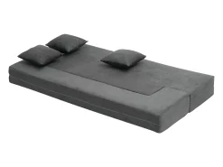 Discount Sofá-cama Moderno, SucceBuy 3 em 1 Sofá-cama Dobrável com 3 Almofadas para Cama de Solteiro Cinza Escuro Cinzento