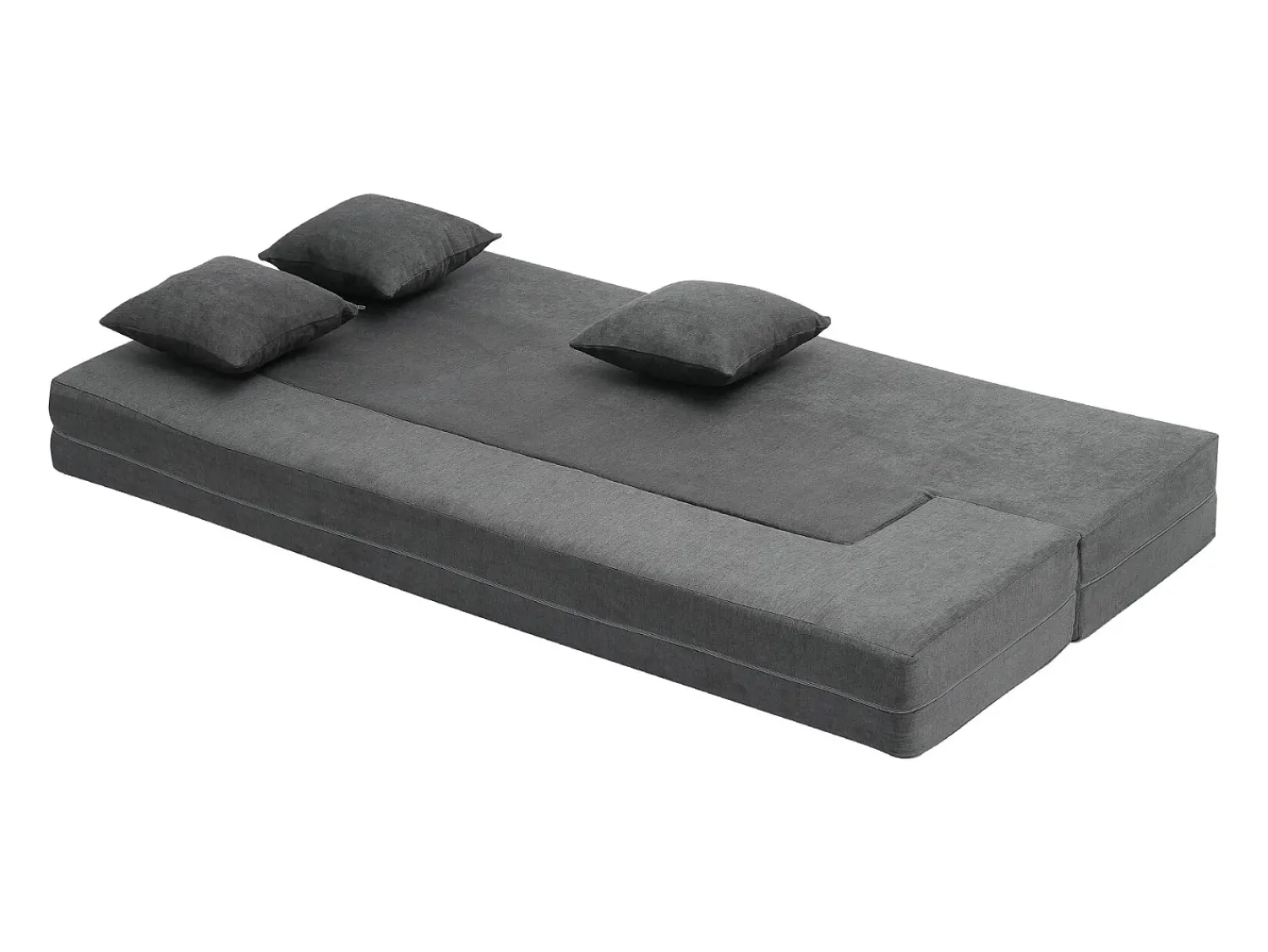 Discount Sofá-cama Moderno, SucceBuy 3 em 1 Sofá-cama Dobrável com 3 Almofadas para Cama de Solteiro Cinza Escuro Cinzento