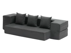 Discount Sofá-cama Moderno, SucceBuy 3 em 1 Sofá-cama Dobrável com 3 Almofadas para Cama de Solteiro Cinza Escuro Cinzento