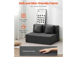 Sofá-cama Moderno, SucceBuy Sofá-cama Dobrável 3 em 1 com 2 Almofadas Twin -escuro^ Sofá