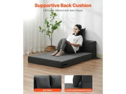 Sofá-cama Moderno, SucceBuy Sofá-cama Dobrável 3 em 1 com 2 Almofadas Twin -escuro^ Sofá