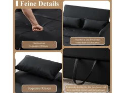 Sofá-cama multifuncional, assento duplo retrátil, encosto ajustável em 3 posições, PU impermeável,^ Sofá