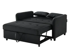 Sofá-cama multifuncional, assento duplo retrátil, encosto ajustável em 3 posições, PU impermeável,^ Sofá