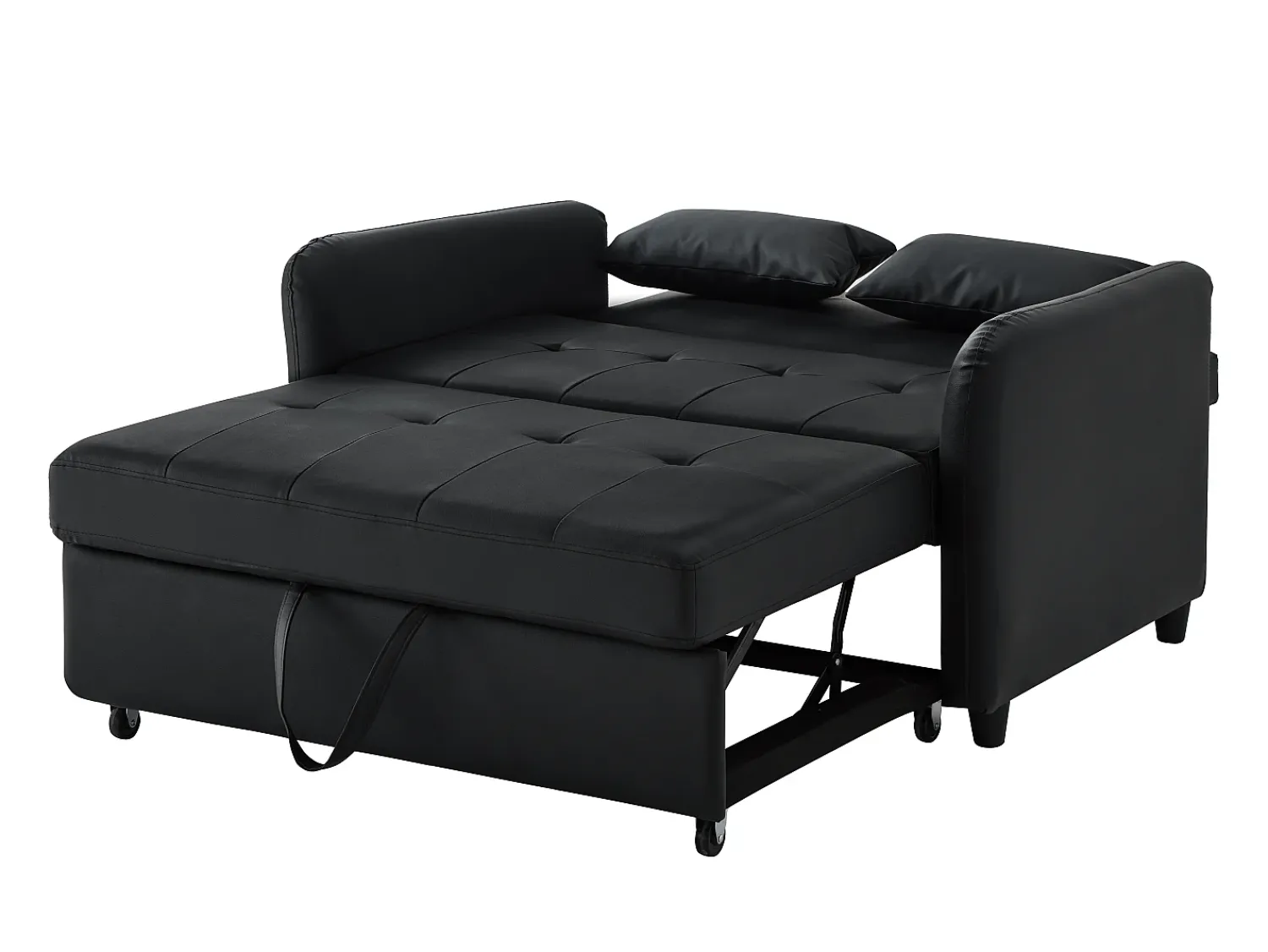 Sofá-cama multifuncional, assento duplo retrátil, encosto ajustável em 3 posições, PU impermeável,^ Sofá