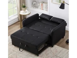 Sofá-cama multifuncional, assento duplo retrátil, encosto ajustável em 3 posições, PU impermeável,^ Sofá