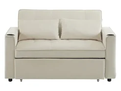 Discount KOMHTOM Sofá-cama multifuncional com função de dormir, sofá-cama com suporte para copos e almofadas, Bege
