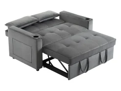 Discount KOMHTOM Sofá-cama multifuncional com função de dormir, sofá-cama com suporte para copos e almofadas, cinzento Preto