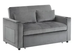 Discount KOMHTOM Sofá-cama multifuncional com função de dormir, sofá-cama com suporte para copos e almofadas, cinzento Preto