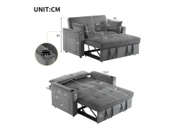 Discount KOMHTOM Sofá-cama multifuncional com função de dormir, sofá-cama com suporte para copos e almofadas, cinzento Preto
