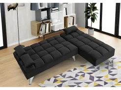 Sofá*Saldosystocks Sofá-Cama Noelia XL Chaise Longue 234cm Preto