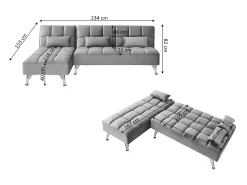 Sofá*Saldosystocks Sofá-Cama Noelia XL Chaise Longue 234cm Preto