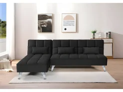 Sofá*Saldosystocks Sofá-Cama Noelia XL Chaise Longue 234cm Preto