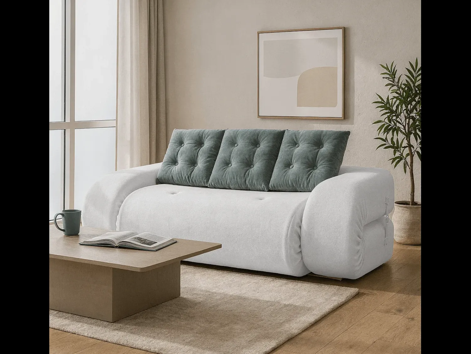 Best Sofá-cama Okoa 2 lugares - branco e sálvia Branco sujo