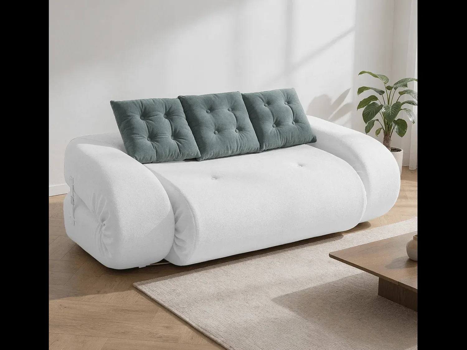 Best Sofá-cama Okoa 2 lugares - branco e sálvia Branco sujo