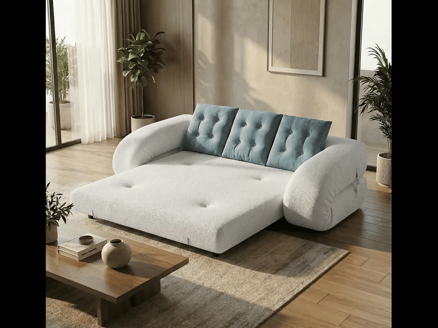 Best Sofá-cama Okoa 2 lugares - branco e sálvia Branco sujo