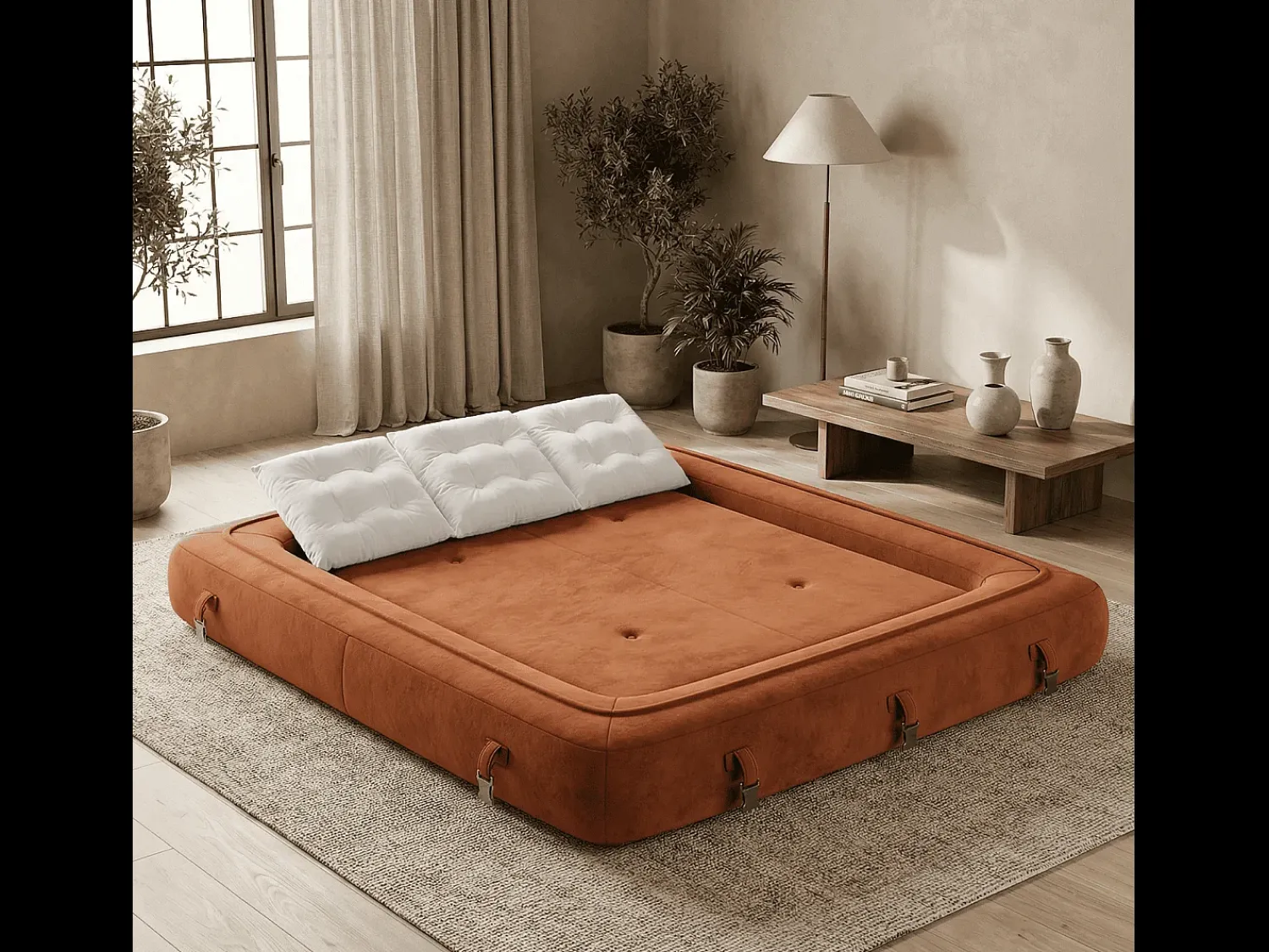 Sofá* Sofá-cama Okoa 2 lugares - laranja branco Cor de laranja