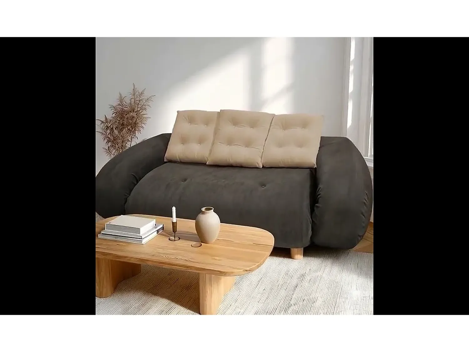 Sofá-cama Okoa 2 lugares - marrom areia^ Sofá