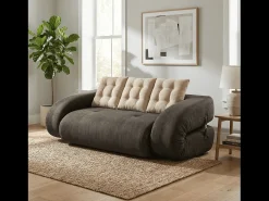Sofá-cama Okoa 2 lugares - marrom areia^ Sofá