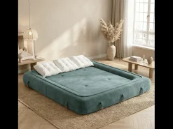 Sofá-cama Okoa 2 lugares - sálvia e branco^ Sofá