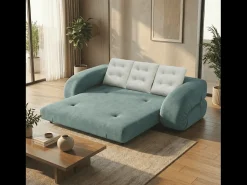 Sofá-cama Okoa 2 lugares - sálvia e branco^ Sofá