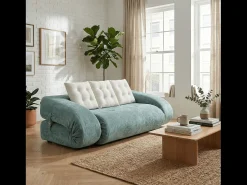 Sofá-cama Okoa 2 lugares - sálvia e branco^ Sofá