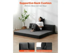 Sofá| Sofá-Cama Plegável SucceBuy, 3 em 1 com 2 Travesseiros, Cinza Escuro, Queen Cinza antracite