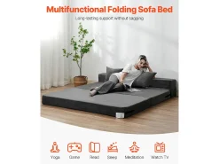 Sofá| Sofá-Cama Plegável SucceBuy, 3 em 1 com 2 Travesseiros, Cinza Escuro, Queen Cinza antracite