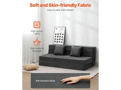 Sofá| Sofá-Cama Plegável SucceBuy, 3 em 1 com 2 Travesseiros, Cinza Escuro, Queen Cinza antracite