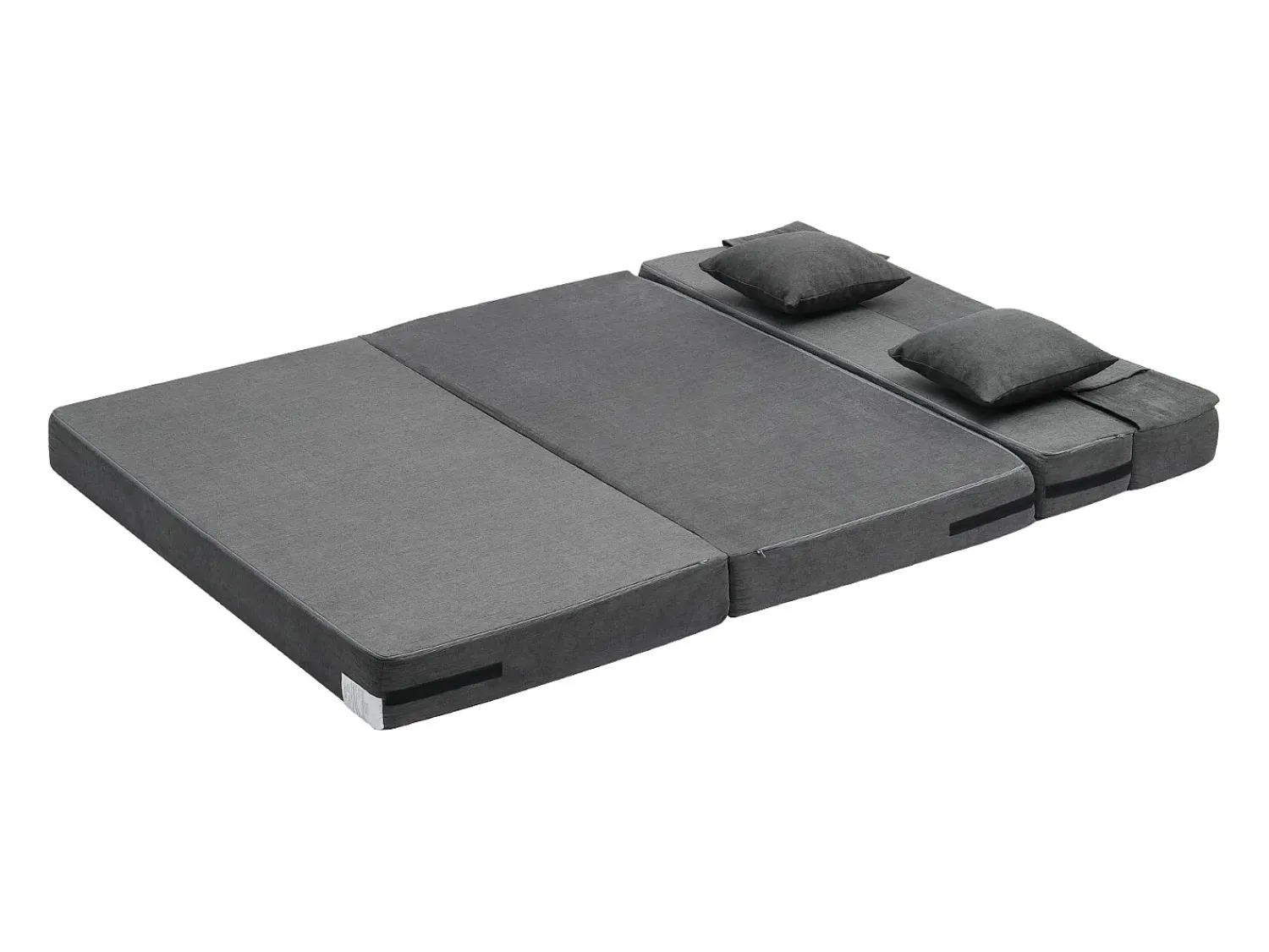 Sofá| Sofá-Cama Plegável SucceBuy, 3 em 1 com 2 Travesseiros, Cinza Escuro, Queen Cinza antracite