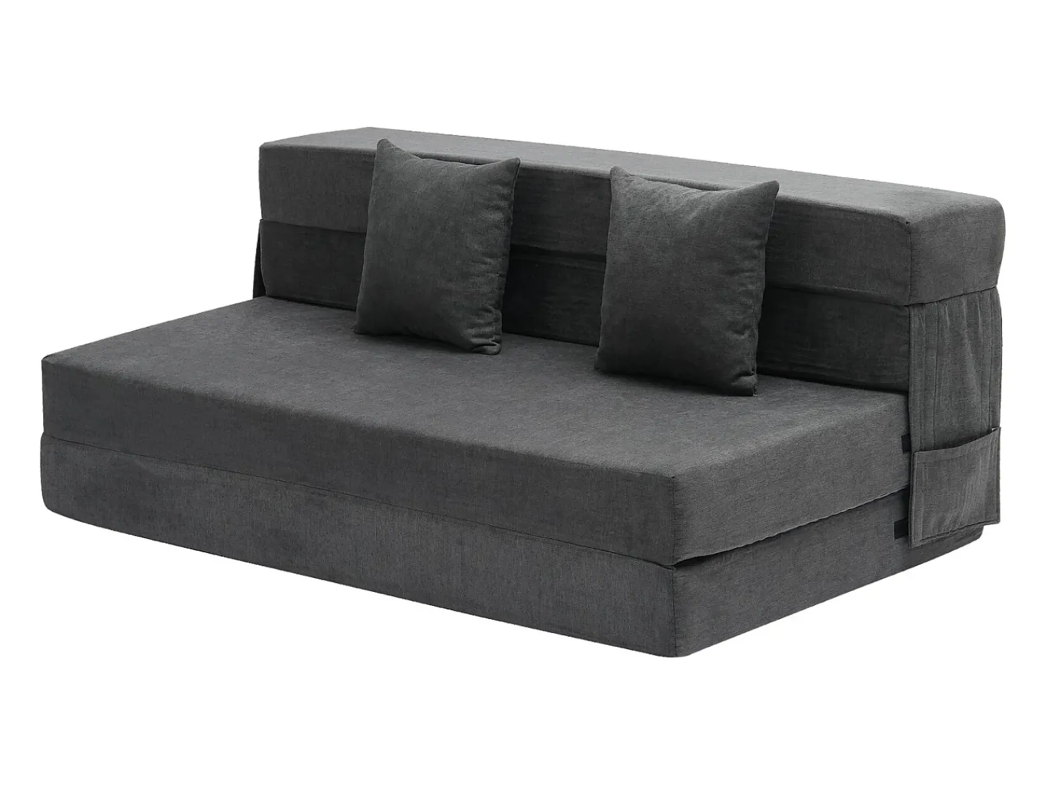 Sofá| Sofá-Cama Plegável SucceBuy, 3 em 1 com 2 Travesseiros, Cinza Escuro, Queen Cinza antracite