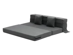 Sofá| Sofá-Cama Plegável SucceBuy, 3 em 1 com 2 Travesseiros, Cinza Escuro, Queen Cinza antracite