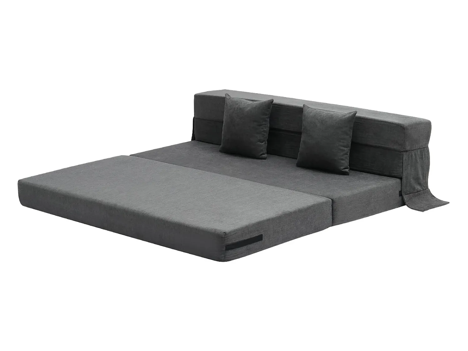 Sofá| Sofá-Cama Plegável SucceBuy, 3 em 1 com 2 Travesseiros, Cinza Escuro, Queen Cinza antracite