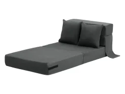 Discount Sofá-Cama Plegável SucceBuy, 3 em 1 Plegável com 2 Travesseiros, Cinza Escuro, Simples Cinza antracite
