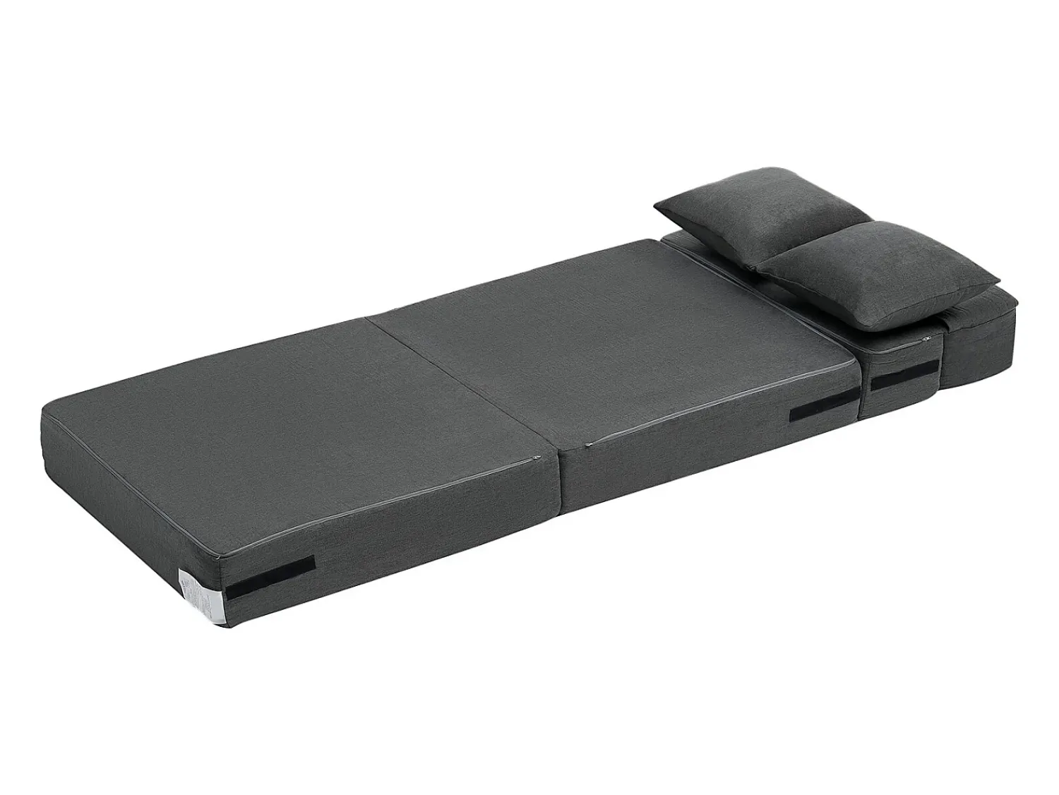 Discount Sofá-Cama Plegável SucceBuy, 3 em 1 Plegável com 2 Travesseiros, Cinza Escuro, Simples Cinza antracite