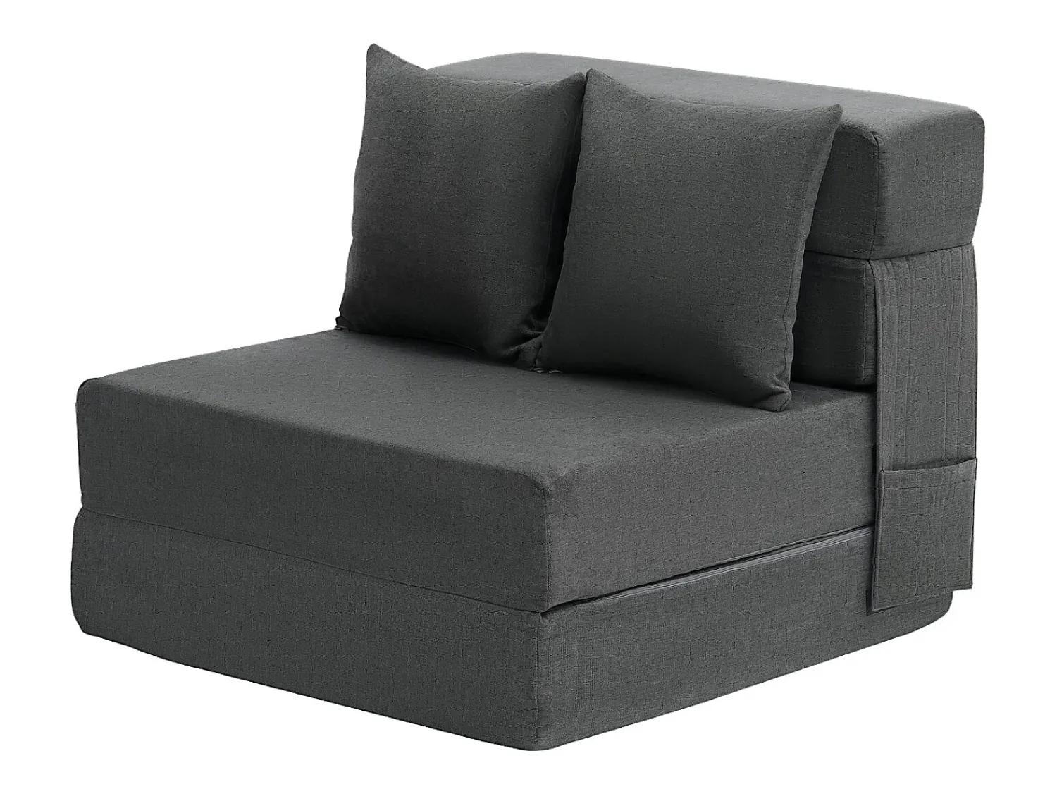 Discount Sofá-Cama Plegável SucceBuy, 3 em 1 Plegável com 2 Travesseiros, Cinza Escuro, Simples Cinza antracite