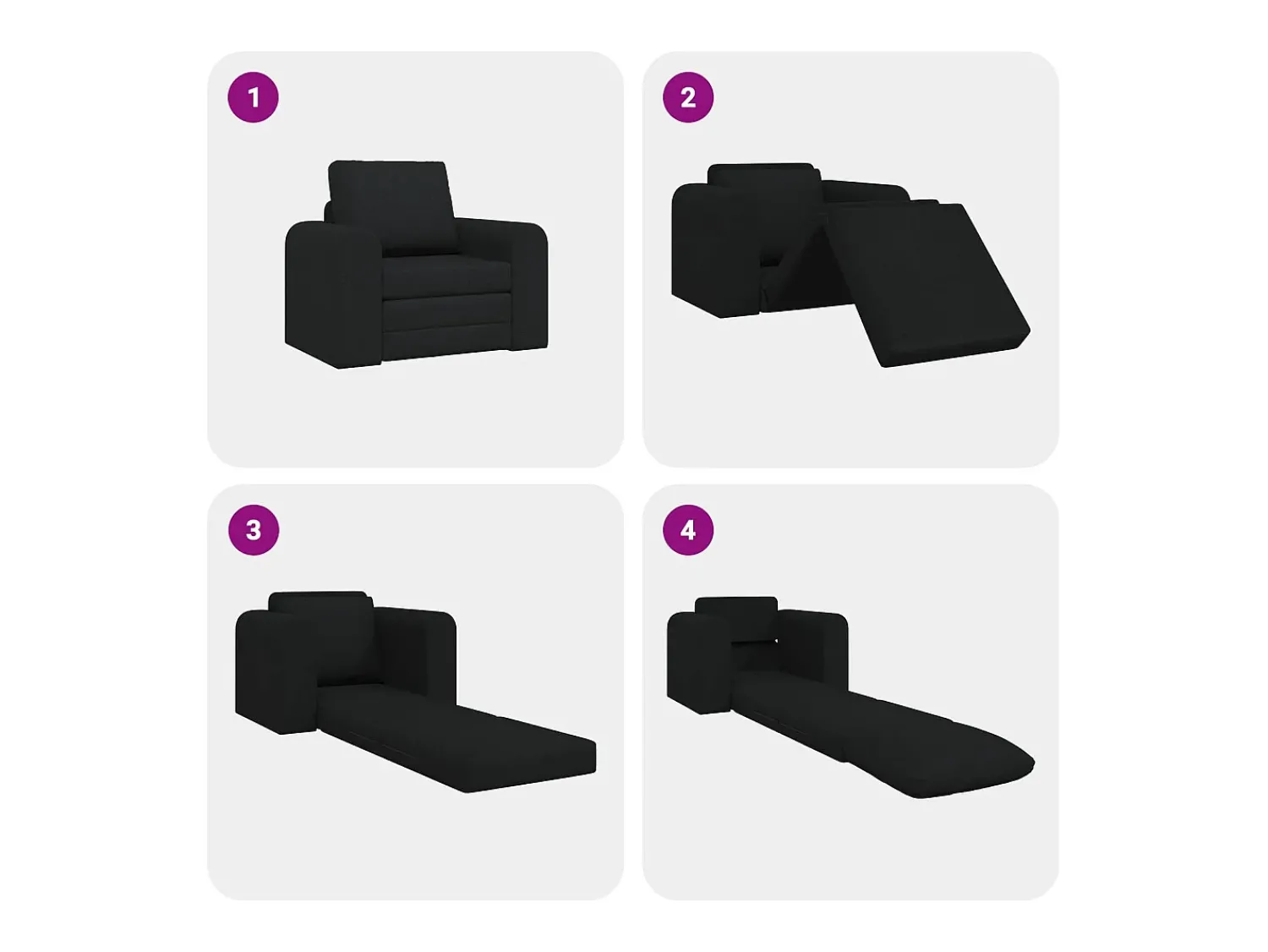 Sofá*vidaxl Sofá-Cama 98 x 71 x 83 cm tecido Preto