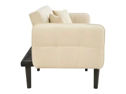 Clearance Hauss Spole Sofá-cama reto de 2 lugares em veludo com pés de madeira preta, encosto dobrável - 176x78x76cm Bege
