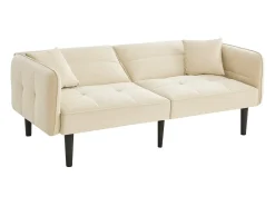 Clearance Hauss Spole Sofá-cama reto de 2 lugares em veludo com pés de madeira preta, encosto dobrável - 176x78x76cm Bege