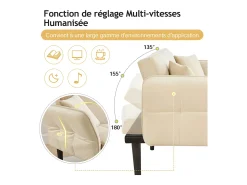 Clearance Hauss Spole Sofá-cama reto de 2 lugares em veludo com pés de madeira preta, encosto dobrável - 176x78x76cm Bege