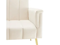 Hot Hauss Spole Sofá-cama reto de 2 lugares em veludo , encosto e braços dobráveis - 183x76x75cm Bege