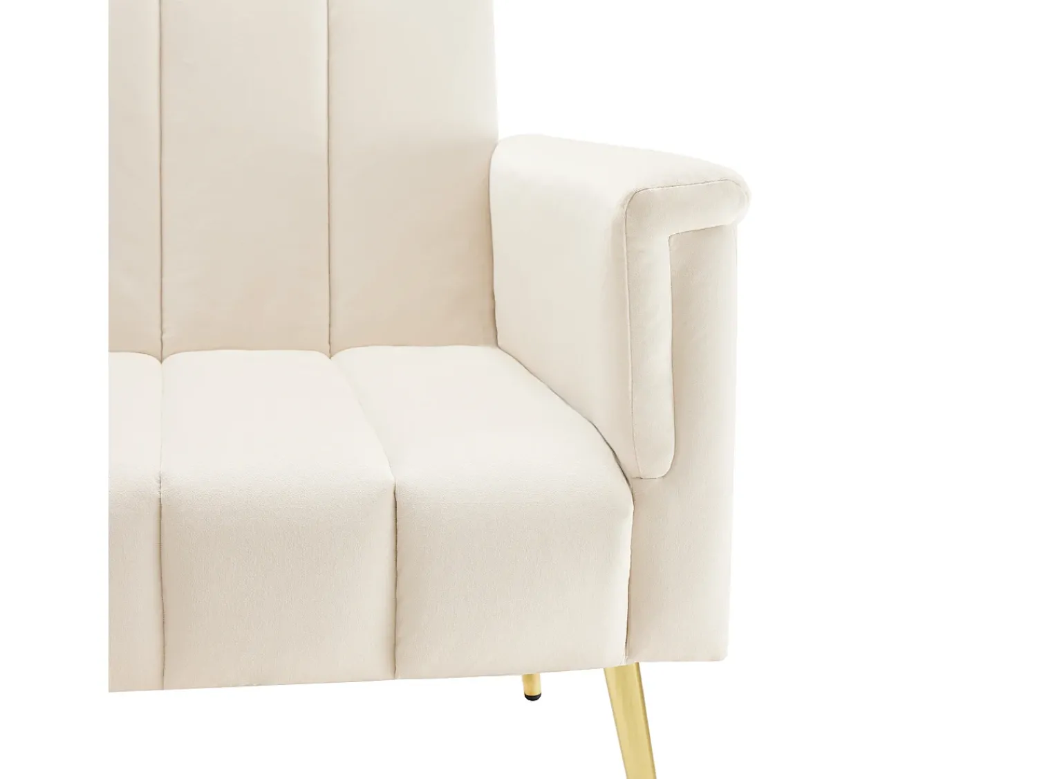Hot Hauss Spole Sofá-cama reto de 2 lugares em veludo , encosto e braços dobráveis - 183x76x75cm Bege